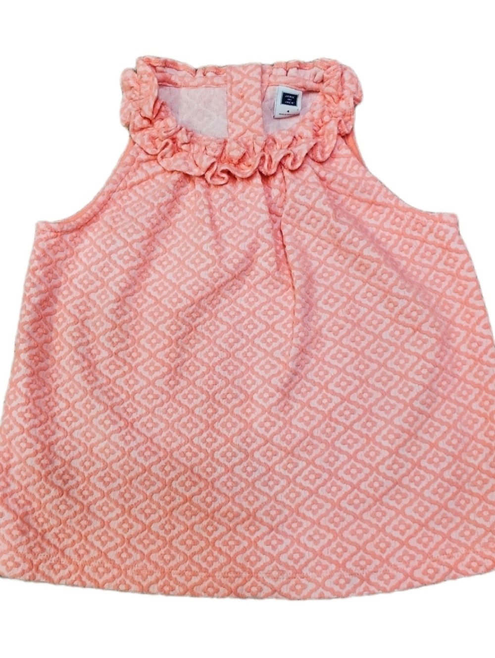 Janie and Jack Coral Pink Ruffle Neck Sleeveless Top 4 GUC